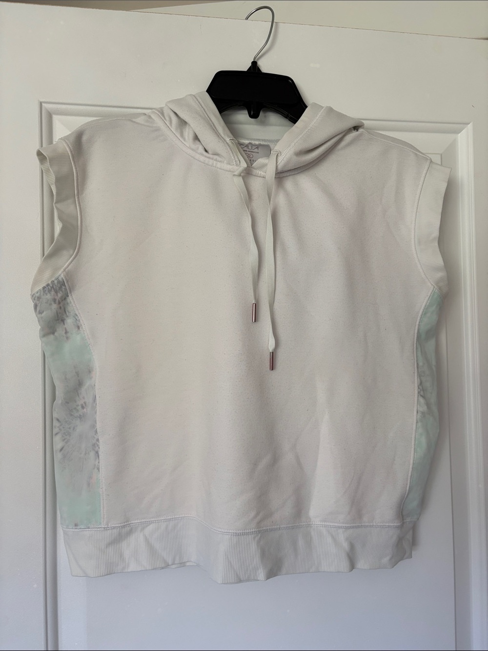 CALIA by Carrie Underwood White Sleeveless Hoodie with Mint Tie-Dye Sides